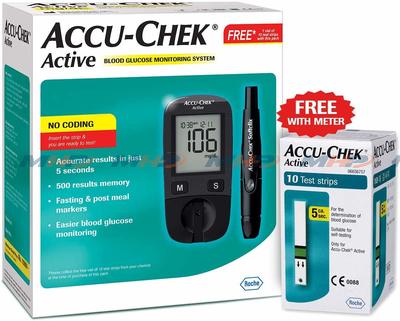 Активный глюкометр Accu-Chek с 10 тест-полосками